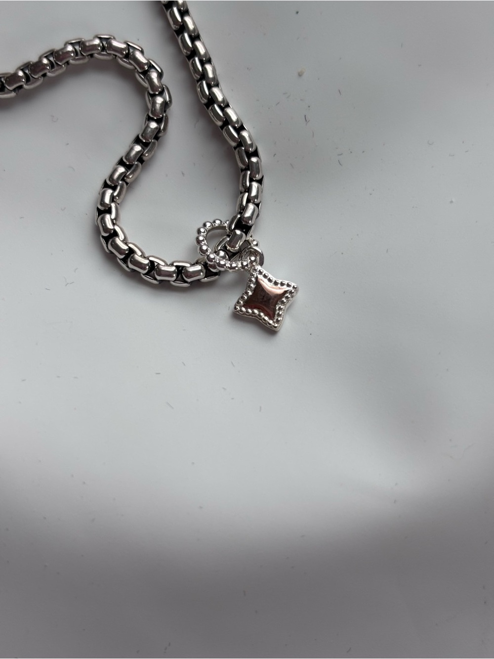 Chamilia Sterling Silver Box Chain Necklace with Star Charm